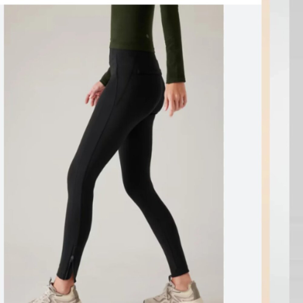 Athleta Black High-Rise Zip-Hem Leggings